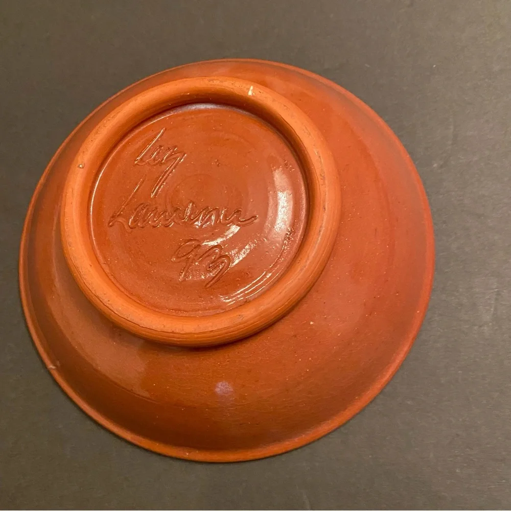 LIZ LAWRENCE STUDIO ART POTTERY TERRACOTTA BOWL HAND MADE MOUNTAIN PORCH HOME